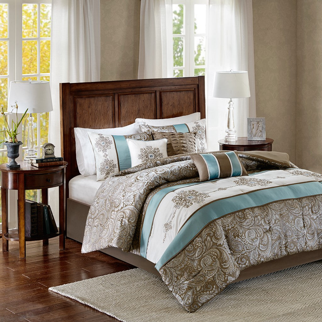 Madison Park マディソンパーク 掛け布団 7点セット キャロラインジャカード7点セット ペイズリー柄 Caroline Jacquard  7 Piece Comforter Set Madison Park(マディソンパーク) のエキサイティングなラインを探索してください。